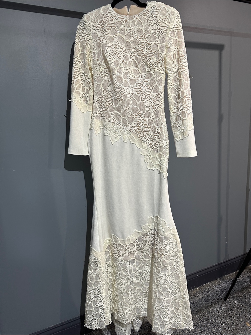 Ivory Lace Long-Sleeve Maxi Dress